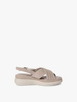 Tamaris Sandale A Talon En Cuir - Beige | Des Sandales