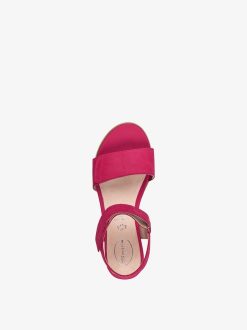 Tamaris Sandale A Talon En Cuir - Rose | Des Sandales