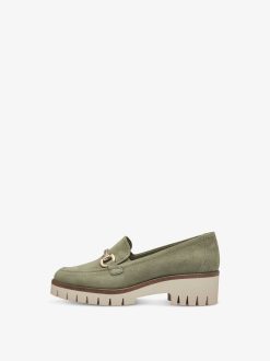 Tamaris Babouche En Cuir - Vert | Chaussures Basses Et Pantoufles