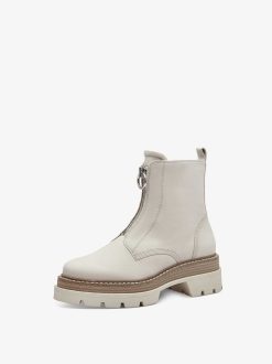 Tamaris Bottine En Cuir - Beige | Bottines