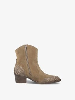 Tamaris Bottine En Cuir - Beige | Bottines