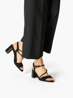 Tamaris Sandale A Talon En Cuir - Noir | Des Sandales