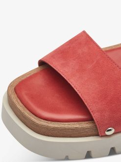 Tamaris Sandale A Talon En Cuir - Rouge | Des Sandales