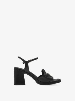 Tamaris Sandale A Talon En Cuir - Noir | Des Sandales