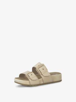 Tamaris Mule En Cuir - Beige | Mules