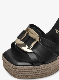 Tamaris Sandale A Talon En Cuir - Noir | Des Sandales