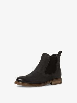 Tamaris Bottine Chelsea En Cuir - Noir | Bottines