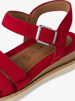 Tamaris Sandale A Talon En Cuir - Rouge | Des Sandales