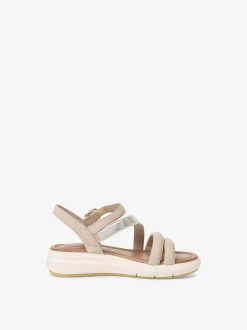 Tamaris Sandale En Cuir - Beige | Des Sandales