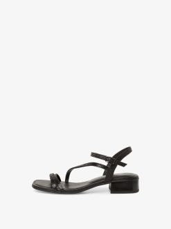 Tamaris Sandale A Talon En Cuir - Noir | Des Sandales