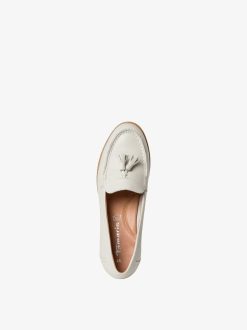 Tamaris Babouche En Cuir - Blanc | Chaussures Basses Et Pantoufles