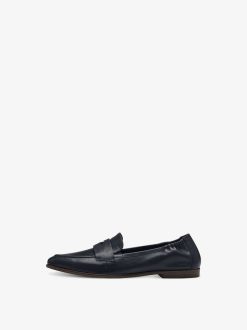 Tamaris Babouche En Cuir - Bleu | Chaussures Basses Et Pantoufles