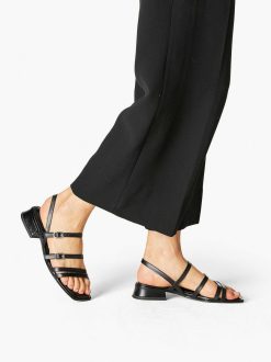 Tamaris Sandale A Talon En Cuir - Noir | Des Sandales