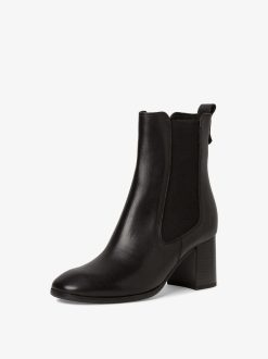 Tamaris Bottine Chelsea En Cuir - Noir | Bottines