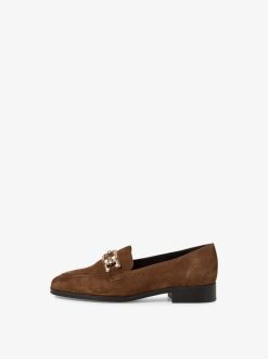 Tamaris Babouche En Cuir - Marron | Chaussures Basses Et Pantoufles