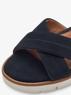 Tamaris Sandale A Talon En Cuir - Bleu | Des Sandales