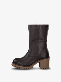 Tamaris Bottine En Cuir - Doublure Chaude Marron | Bottines