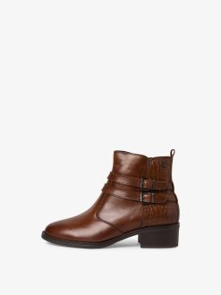 Tamaris Bottine En Cuir - Marron | Bottines