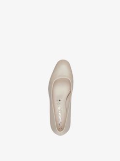 Tamaris Escarpins En Cuir - Beige | Pompes