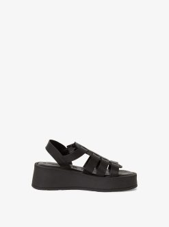 Tamaris Sandale A Talon En Cuir - Noir | Des Sandales