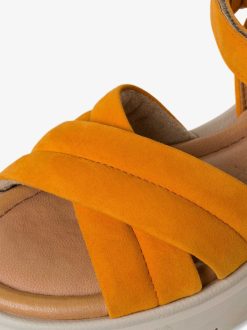 Tamaris Sandale A Talon En Cuir - Orange | Des Sandales