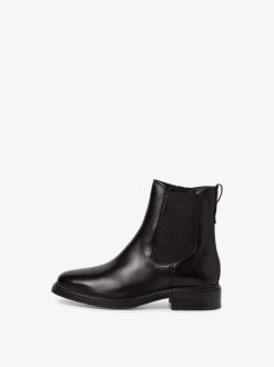 Tamaris Bottine Chelsea En Cuir - Noir | Bottines