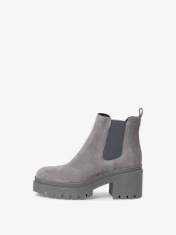 Tamaris Bottine Chelsea En Cuir - Gris | Bottines