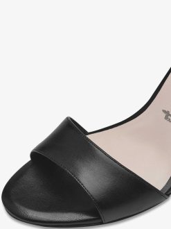 Tamaris Sandale A Talon En Cuir - Noir | Des Sandales