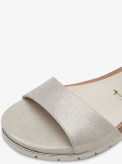 Tamaris Sandale En Cuir - Beige | Des Sandales