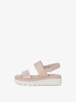 Tamaris Sandale En Cuir - Rose | Des Sandales