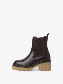 Tamaris Bottine Chelsea En Cuir - Marron | Bottines