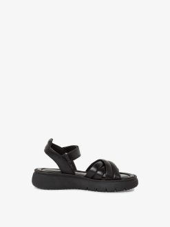 Tamaris Sandale A Talon En Cuir - Noir | Des Sandales