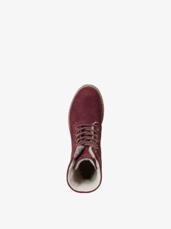 Tamaris Bottine En Cuir - Doublure Chaude Rouge | Bottines