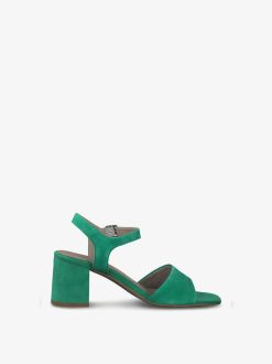 Tamaris Sandale A Talon En Cuir - Vert | Des Sandales