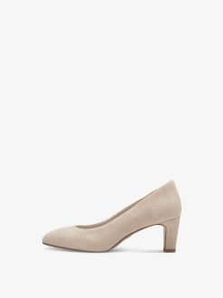 Tamaris Escarpins En Cuir - Beige | Pompes