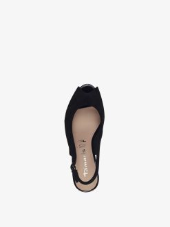 Tamaris Peeptoe En Cuir - Noir | Pompes