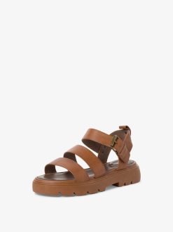 Tamaris Sandale En Cuir - Marron | Des Sandales