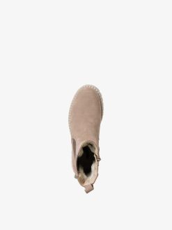 Tamaris Bottine En Cuir - Doublure Chaude Beige | Bottines