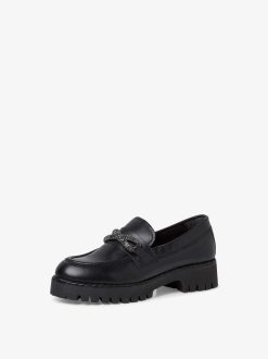 Tamaris Babouche En Cuir - Noir | Chaussures Basses Et Pantoufles