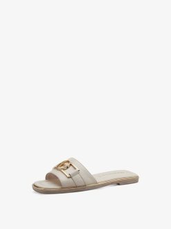 Tamaris Mule En Cuir - Beige | Mules