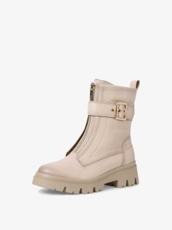 Tamaris Bottine En Cuir - Beige | Bottines