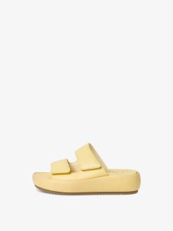 Tamaris Mule En Cuir - Jaune | Mules