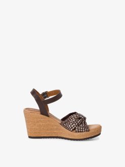 Tamaris Sandale A Talon En Cuir - Marron | Des Sandales