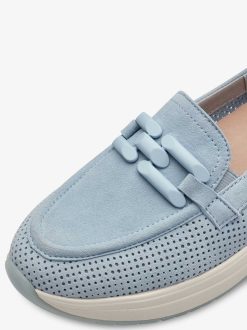 Tamaris Babouche En Cuir - Bleu | Chaussures Basses Et Pantoufles