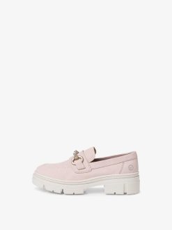 Tamaris Babouche En Cuir - Rose | Chaussures Basses Et Pantoufles