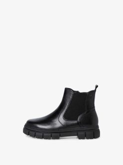 Tamaris Bottine Chelsea En Cuir - Noir | Bottines