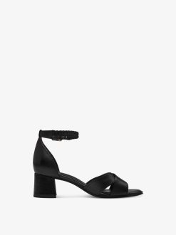 Tamaris Sandale A Talon En Cuir - Noir | Des Sandales