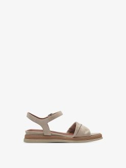 Tamaris Sandale A Talon En Cuir - Marron | Des Sandales