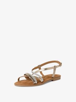 Tamaris Sandale En Cuir - Beige | Des Sandales