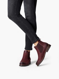 Tamaris Bottine Chelsea En Cuir - Rouge | Bottines